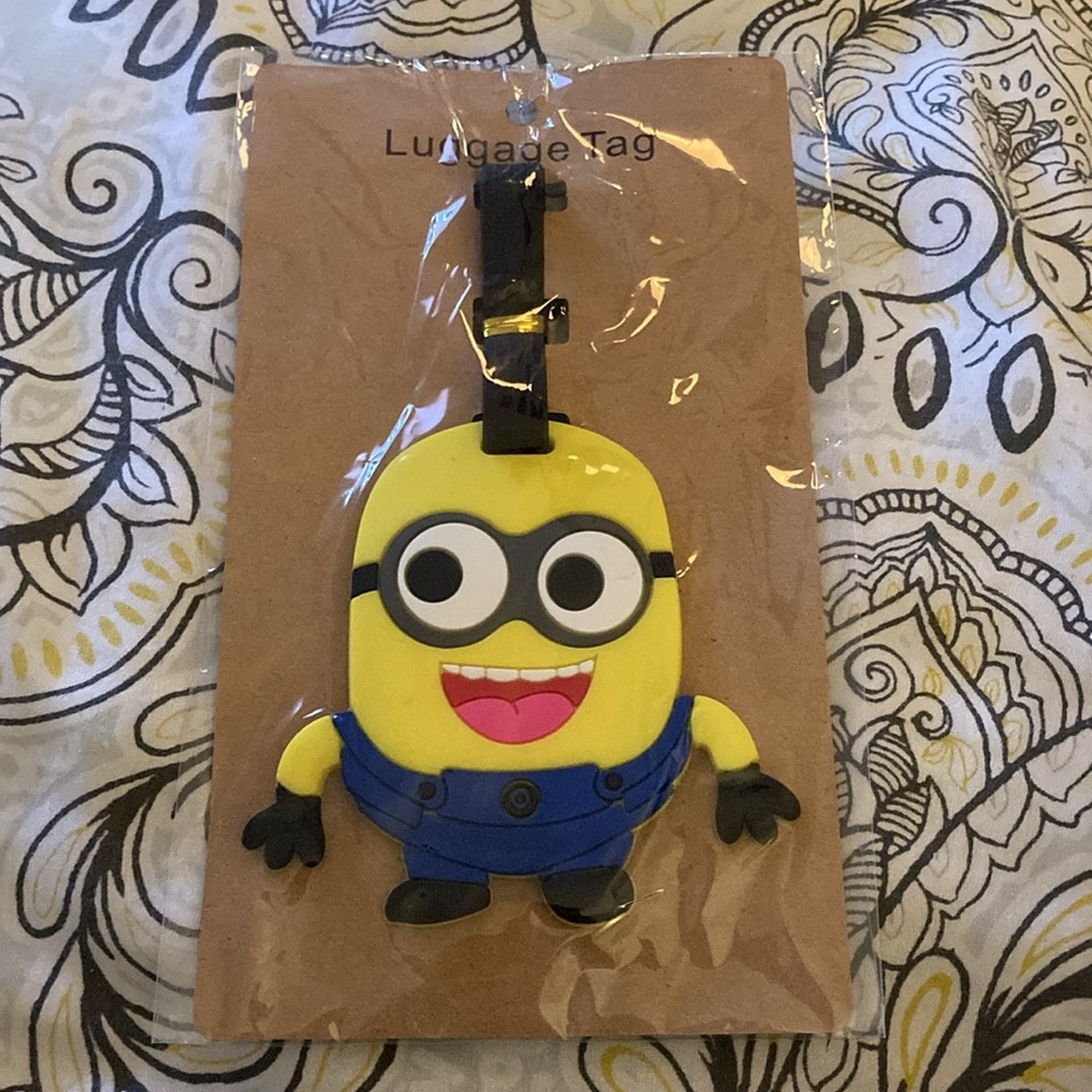 NWOT - Minion Silicone Luggage Identification ID Tag & Black Adjustable Strap